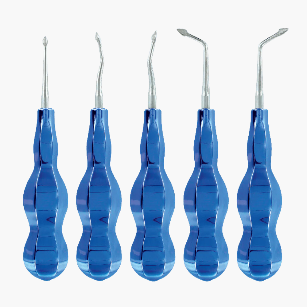 Atraumatic Extraction Elevator Kit 5pc - Blue Line Luxation Diamond Coated Tips