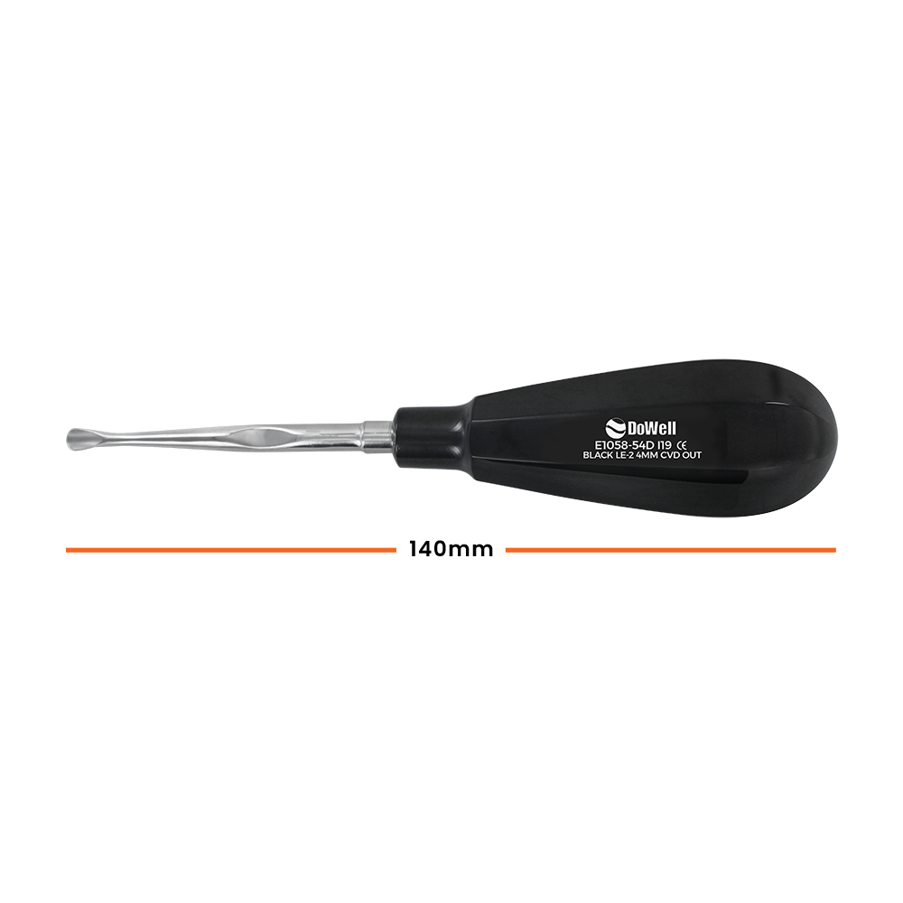 Atraumatic Extraction Luxation Elevator LE-2 4mm Curved Out-Black Titanium