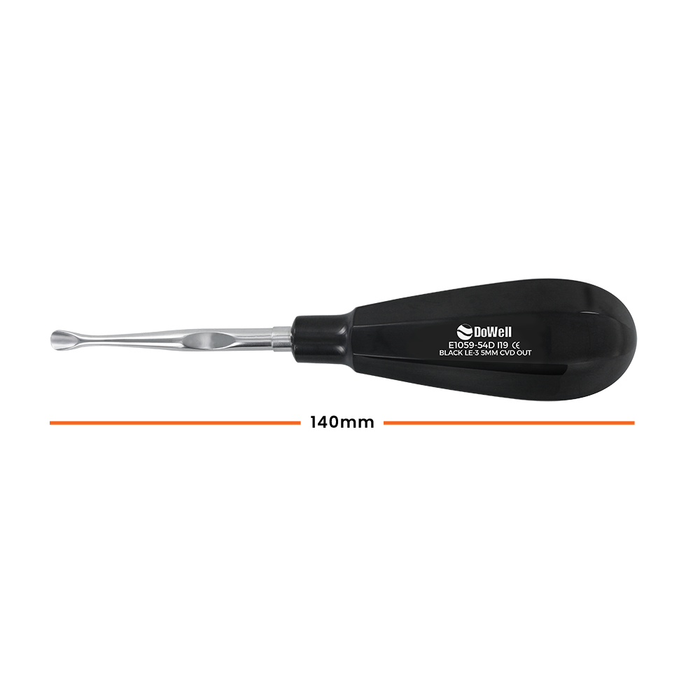 Atraumatic Extraction Luxation Elevator LE-3 5mm Curved Out-Black Titanium