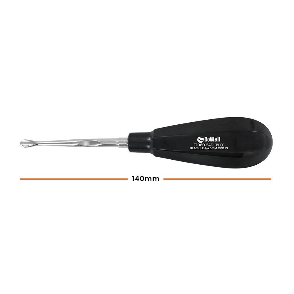 Atraumatic Extraction Luxating Elevator LE-4 4.5mm Curved Out-Black Titanium