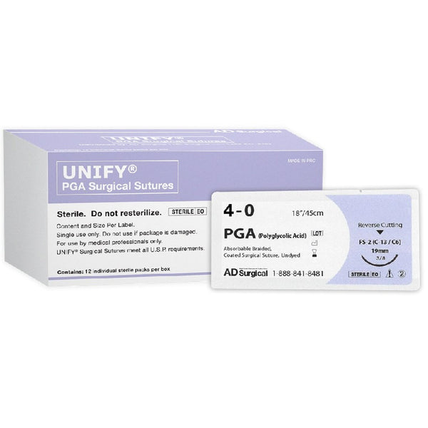 Unify 4-0 x 18" Violet PGA Braided Suture with PS-2 Needle - 12/Box