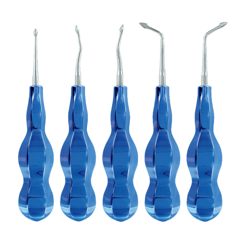 Atraumatic Extraction Elevator Kit 5pc - Blue Line Luxation Diamond Coated Tips