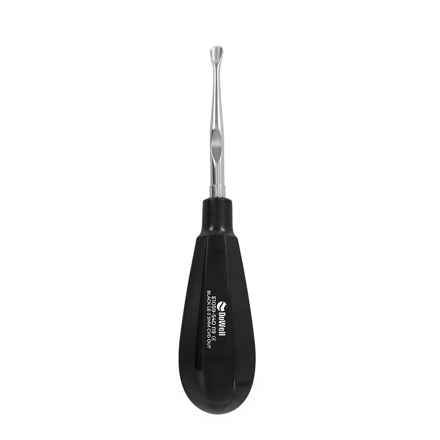 Atraumatic Extraction Luxation Elevator LE-3 5mm Curved Out-Black Titanium. e1059b. Extraction elevator