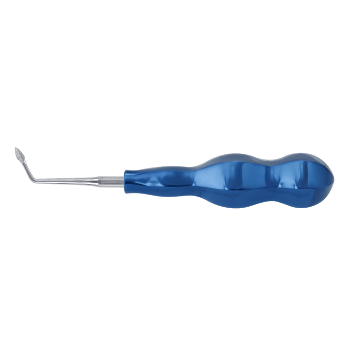 Atraumatic Extraction Spade Elevator Right Angle-Diamond Powder Coated Tip-Blue Titanium. e1064