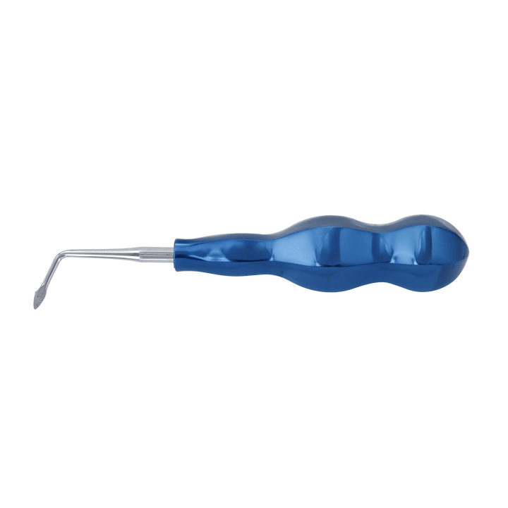 Atraumatic Extraction Spade Elevator Left Angle-Diamond Powder Coated Tip-Blue Titanium. e1065