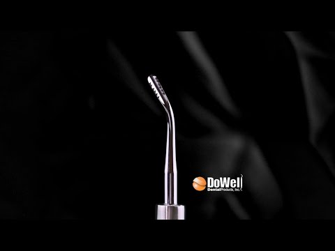 A video of 360 degrees of Atraumatic Extraction Luxating Elevator Lindo Levin 4mm Left Angle Thin Blade with Serration. e1038