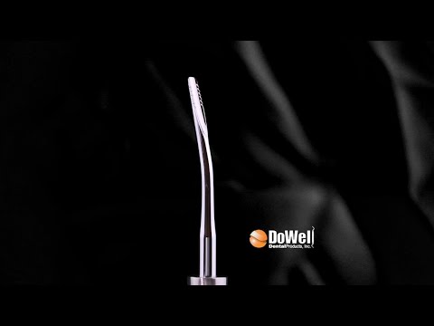 A video of 360 degrees of Atraumatic Extraction Luxating Elevator Lindo Levin 4mm Curved Thin Blade with Serration. E1043