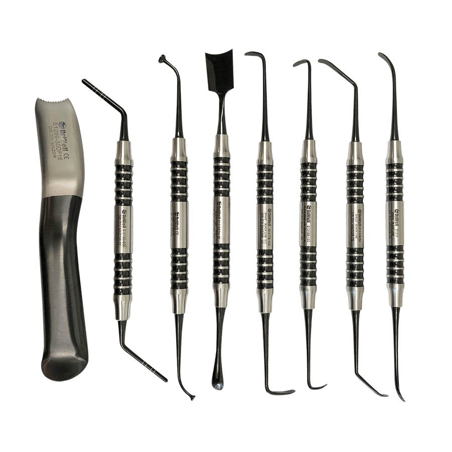 Sinus Lift Elevators Kit 8pc-Modified by Dr. Ziv Mazor- Black Titanium. Sinus Lift. Sinus Lift Elevators